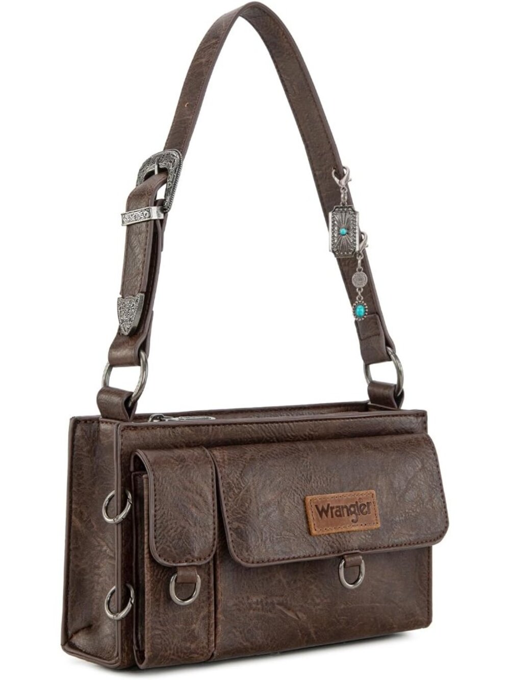 Wrangler Y2K Purse Small Shoulder Bag for Women with Western Detachable Charms